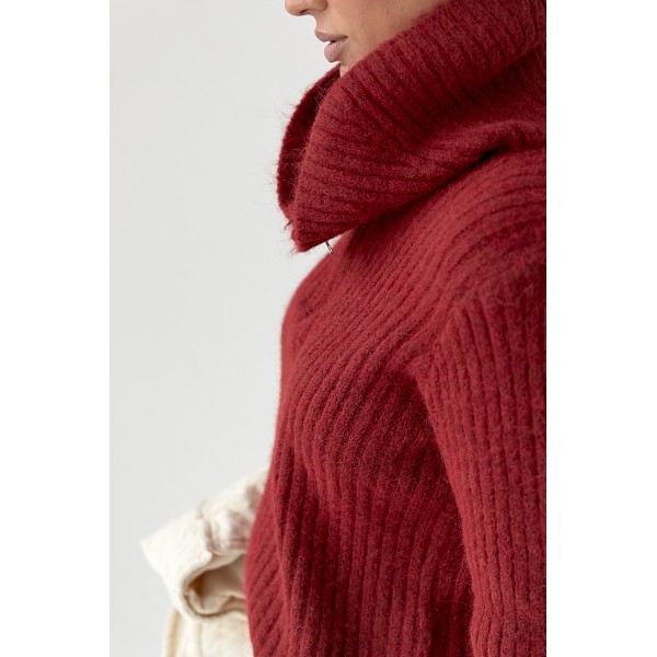 Кофта женская хлопковая в рубчик на молнии красная Lurex