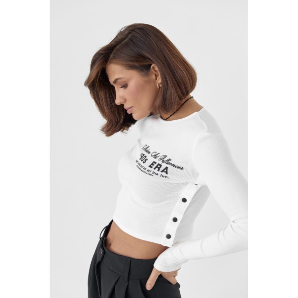 Кофта жіноча трикотажна на кнопках у рубчик молочна Lurex