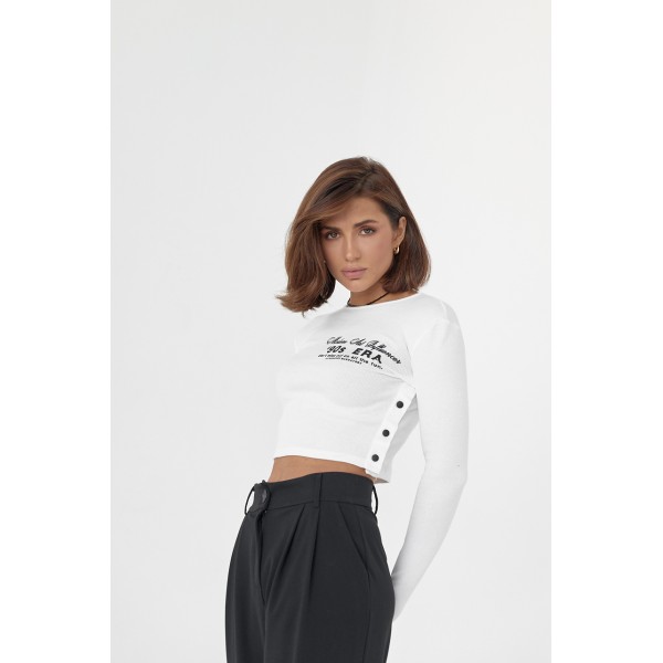 Кофта жіноча трикотажна на кнопках у рубчик молочна Lurex