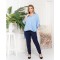 Блуза жіноча штапельна з подовженою спинкою блакитна PEONY