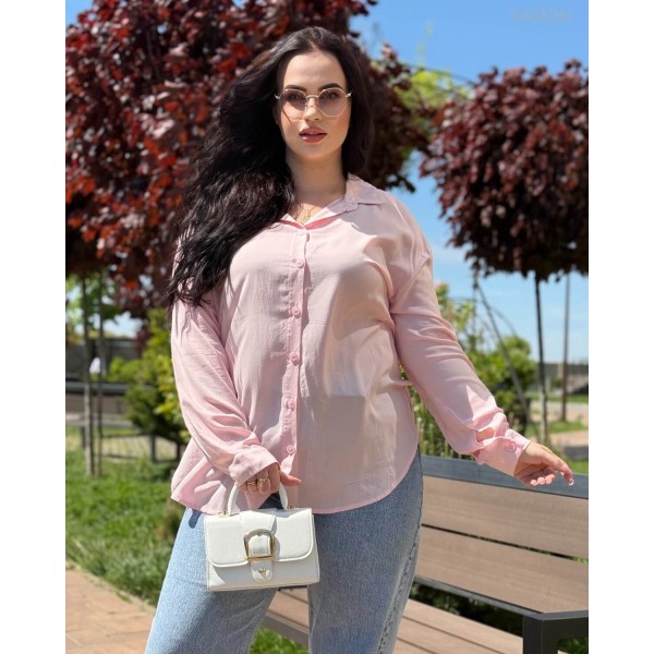Рубашка женская летняя ткань тенсель розовая PEONY