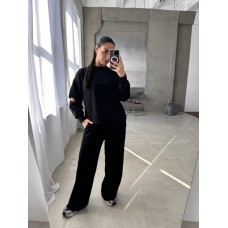 Свитшот женский хлопковый базовый комфортный черный