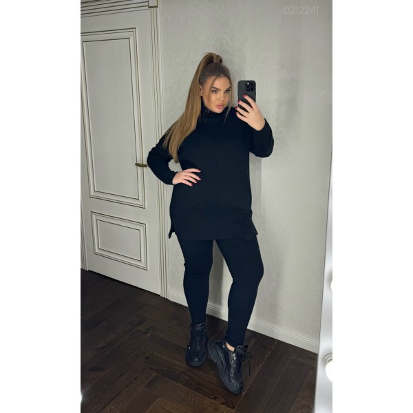 Костюм женский шерстяной спорт шик черный PEONY