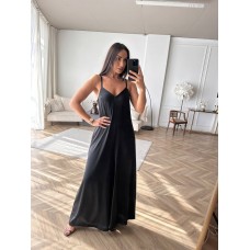 Комбінезон жіночий шовковий з кишенями чорний