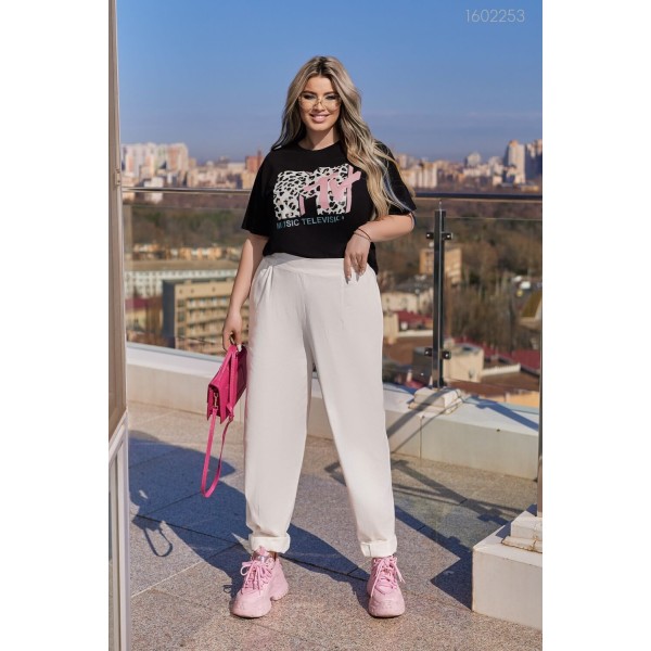 Футболка женская с принтом MTV хлопок черная PEONY