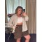 Сорочка жіноча лляна з квітковим принтом пісочна PEONY