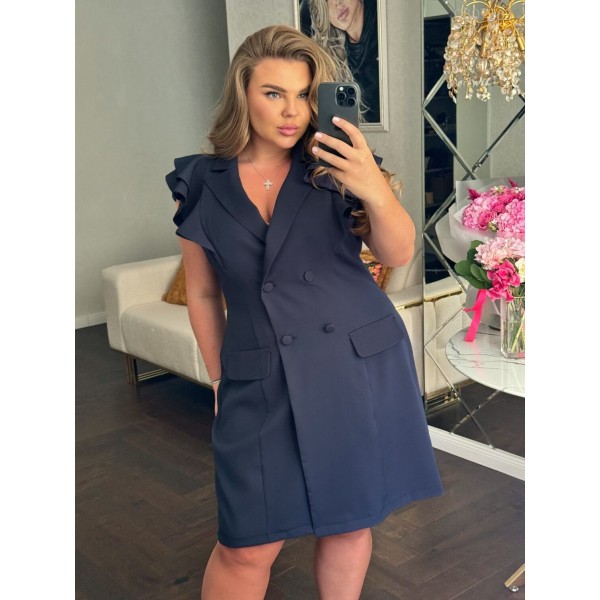 Платье женское летнее костюмное синее PEONY
