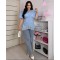 Блузка жіноча повсякденна поплін блакитна PEONY