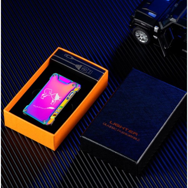 Зажигалка USB 2 дуги с фонариком черная generic