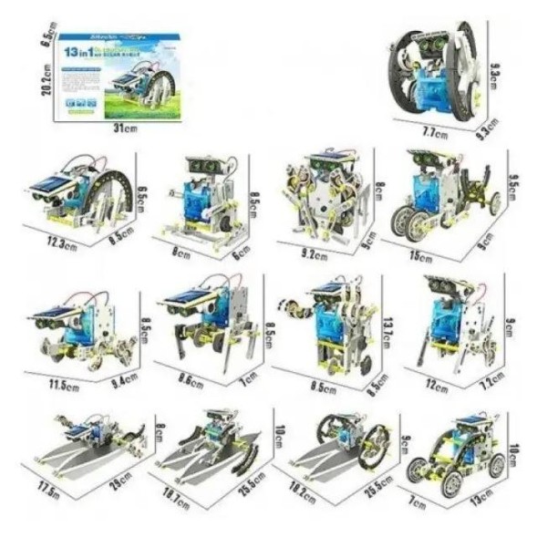 Робот конструктор Solar Robot 13 в 1 на сонячній енергії синій generic