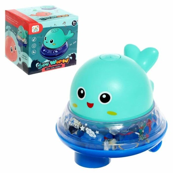 Игрушка для ванной Кит с фонтаном и светом FM227 серый generic
