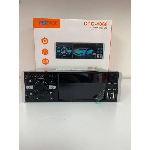Автомагнитола PERVOI CTC-4068 Bluetooth 4.1 дюйма черная PERVOI