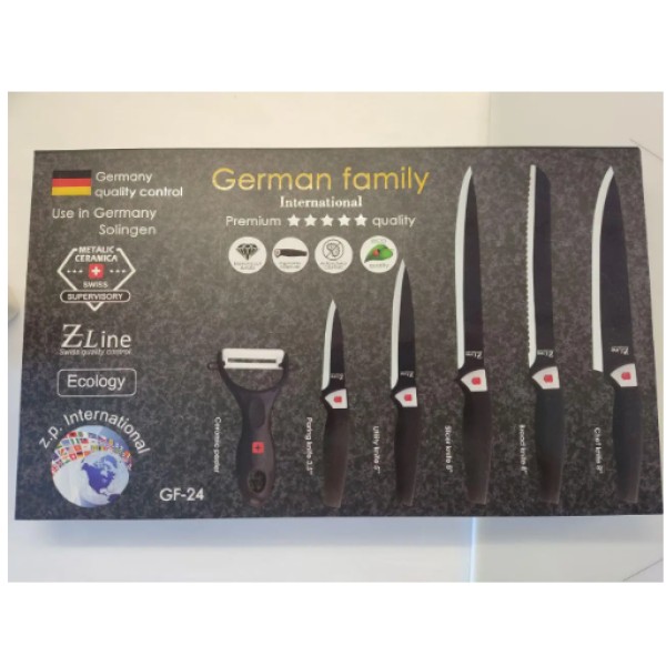 Набір ножів German Family GF-24 6 предметів чорний German Family
