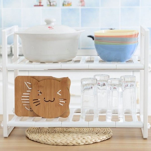 Полка кухонная раздвижная Kitchen Rack 38-70 см 2 яруса белая generic