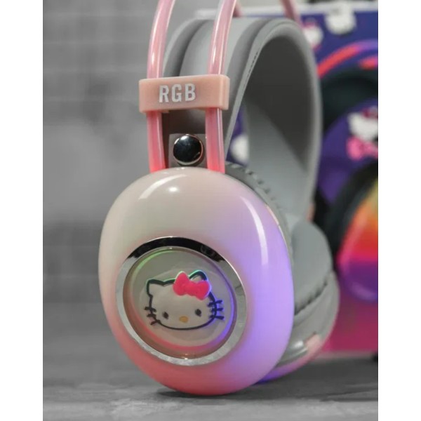 Навушники Bluetooth Hello Kitty PG-706H з RGB підсвічуванням рожевий generic