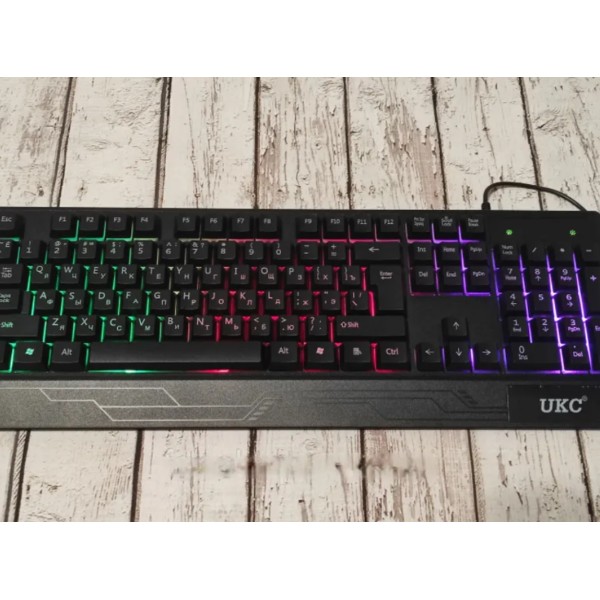 Игровая проводная клавиатура и мышь ART-4958 с подсветкой черный generic