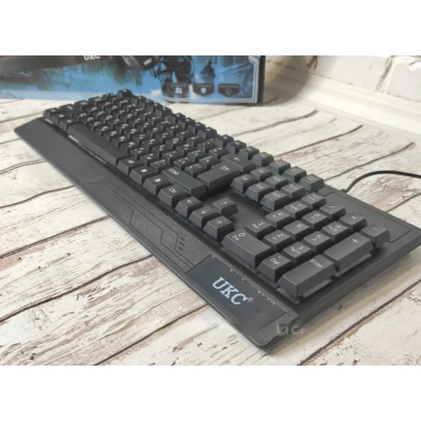 Игровая проводная клавиатура и мышь ART-4958 с подсветкой черный generic