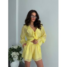 Костюм жіночий тенсел блуза шорти жовтий