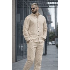 Костюм мужской льняной рубашка брюки бежевый