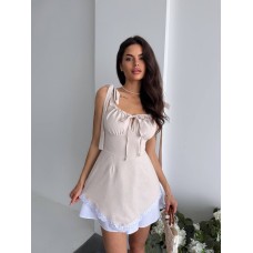 Платье женское льняное мини бежевое