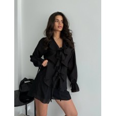 Костюм жіночий тенсел блуза шорти чорний