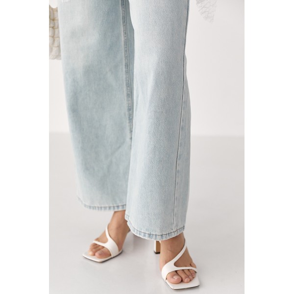 Прямі блакитні джинси Wide leg - блакитний L