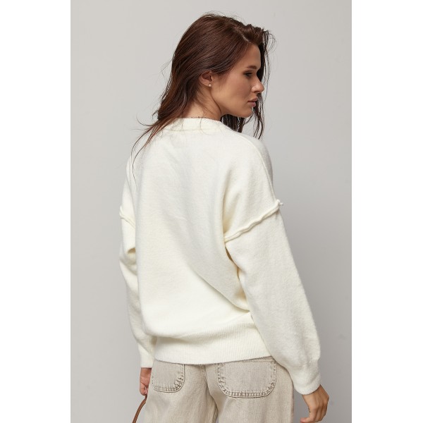 Джемпер жіночий в'язаний oversize молочний