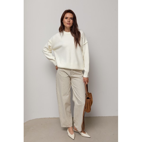 Джемпер жіночий в'язаний oversize молочний