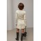 Платье женское мини трикотажное в рубчик молочное Lurex