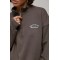 Теплий світшот oversize з коміром на блискавці - кавовий ONE SIZE