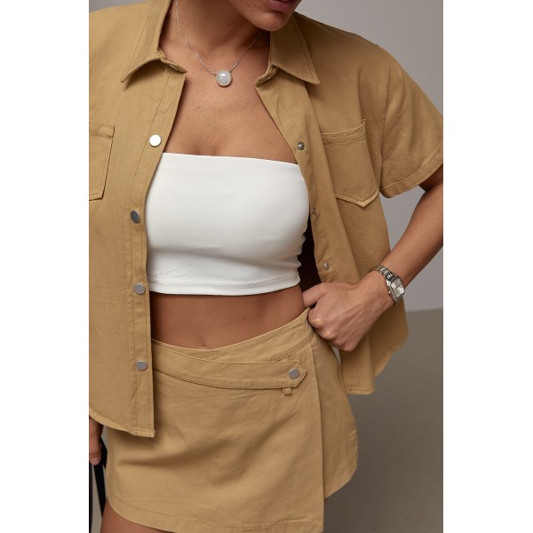 Костюм женский хлопковый рубашка шорты-юбка Lurex