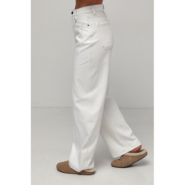 Джинсы женские белые широкие Wide Leg с швами