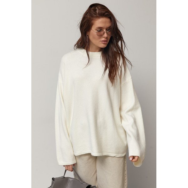 В’язаний джемпер oversize з широкими рукавами - білий ONE SIZE 76805