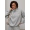 Теплий світшот oversize з коміром на блискавці - сірий ONE SIZE