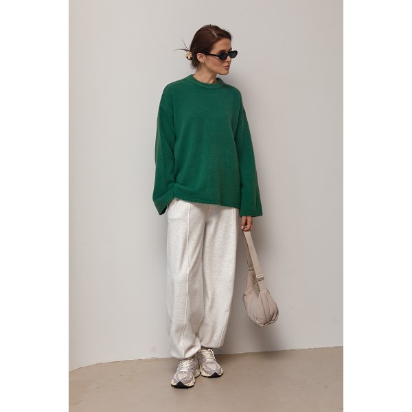 В’язаний джемпер oversize з широкими рукавами - зелений ONE SIZE