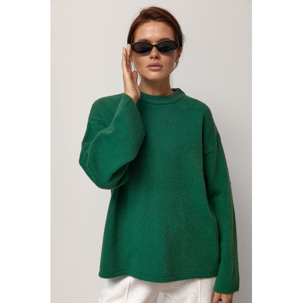 В’язаний джемпер oversize з широкими рукавами - зелений ONE SIZE