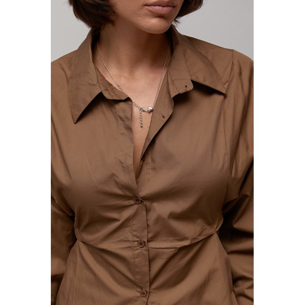Рубашка женская классическая коричневая Lurex