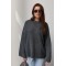 В’язаний джемпер oversize з широкими рукавами - темно-сірий ONE SIZE 76806