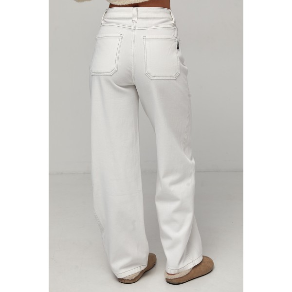 Джинсы женские белые широкие Wide Leg с швами