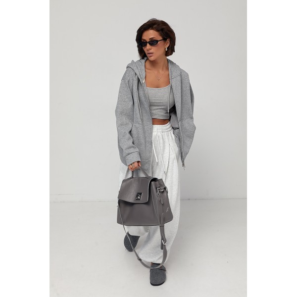 Худі жіноче тепле oversize сіре
