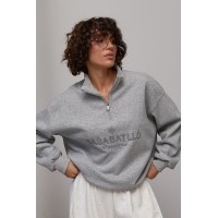 Світшот жіночий oversize трикотаж з написом сірий