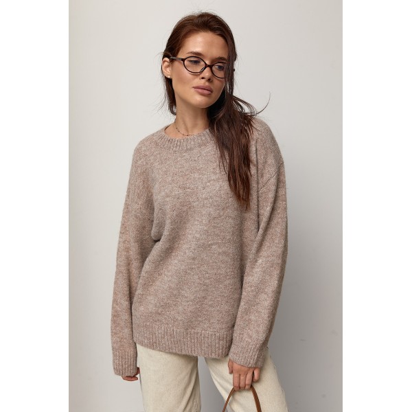Вязана кофта з написом на спині - кавовий ONE SIZE 76807
