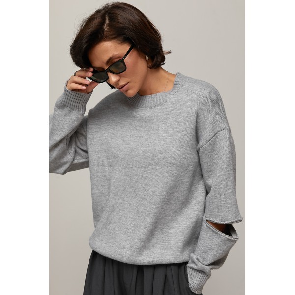 Джемпер жіночий в'язаний oversize сірий
