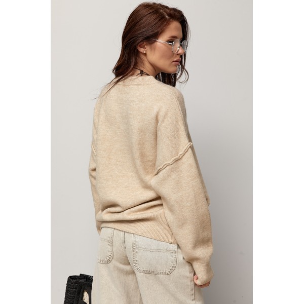 Джемпер жіночий в'язаний oversize бежевий