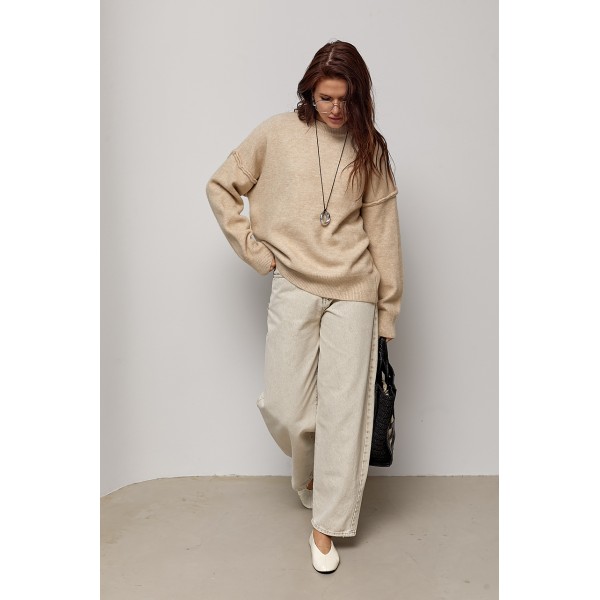 Джемпер жіночий в'язаний oversize бежевий