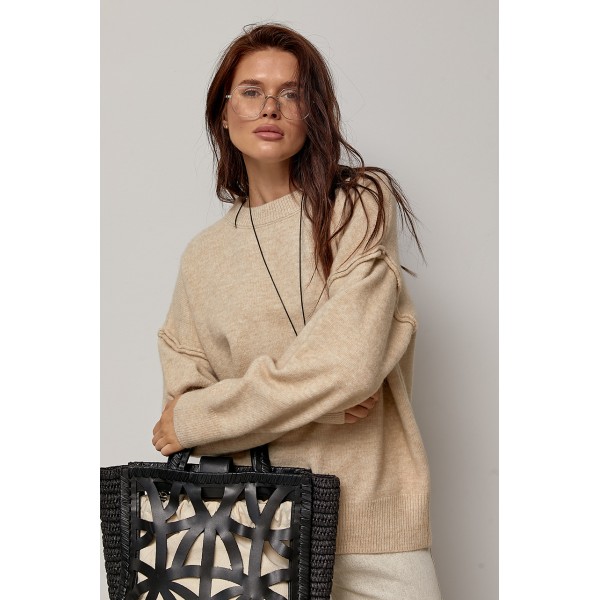 Джемпер жіночий в'язаний oversize бежевий