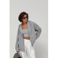 Худі жіноче трикотаж тепле oversize сіре