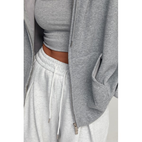 Худі жіноче трикотаж тепле oversize сіре