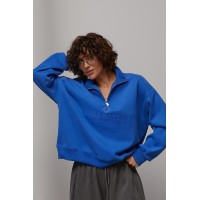 Світшот жіночий oversize трикотаж з написом синій