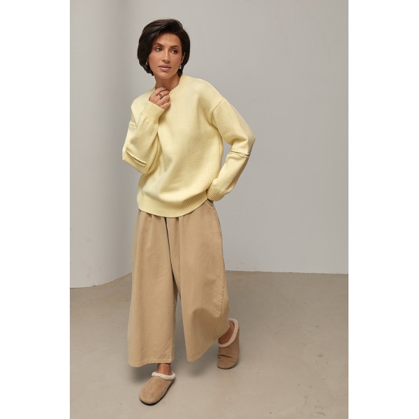 Джемпер oversize з декоративними блискавками на рукавах - жовтий ONE SIZE